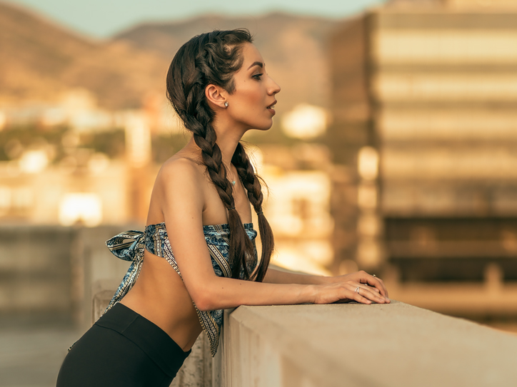 Cindy uptown on a rooftop.
